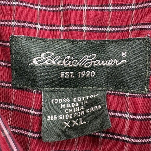 Eddie Bauer Shirt Mens 2XL XXL Red Plaid Wrinkle Resistant Button Down Dress - Picture 4 of 10